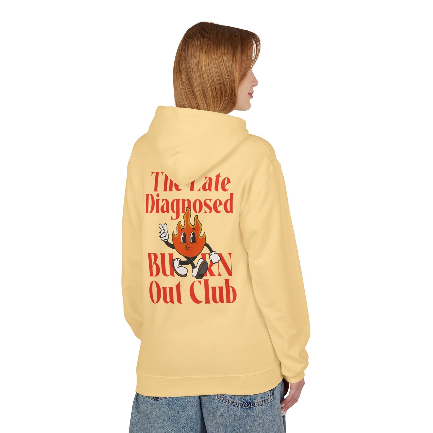 "Late Diagnosed Burn Out Club" Hoodie - Unisex Midweight Fleece