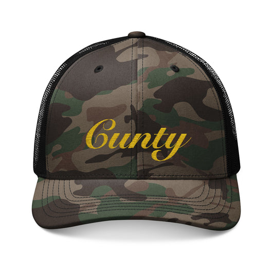 "Cunty Country" Embroidered Camouflage Trucker Hat